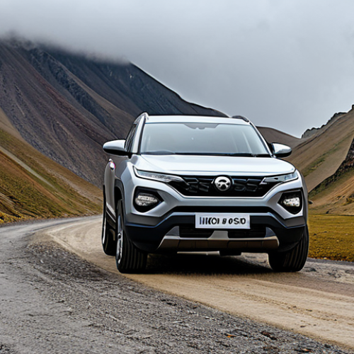 Home 19 Tata Harrier - Rugged Outdoor Adventure**
"A Tata Harrier SUV, fully clothed, driving on a rocky mountain road, daytime, overcast sky, landscape view, appropriate attire, safe for work, perfect anatomy, correct proportions, professional car photography, high quality, family-friendly, modest, no people visible."
**