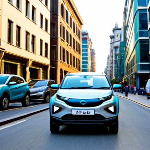 Home 6 타타 넥슨 EV의 최신 트림 옵션 - Urban Commute**
"A Tata Nexon EV, compact and modern, driving down a bustling city street, surround...